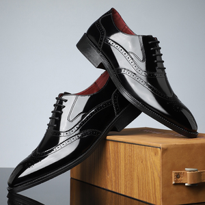 Harry Vintage Wingtip Brogues - Black